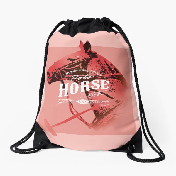 polo horse vintage red Drawstring Bag