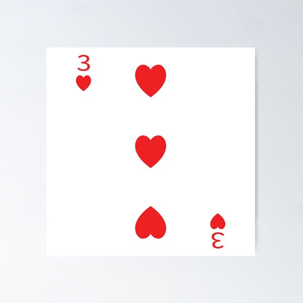 Item preview, Three of Hearts Playing Card Poker Card designed and sold by johnta17.