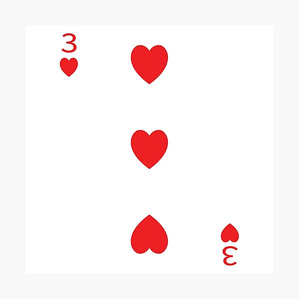 Item preview, Three of Hearts Playing Card Poker Card designed and sold by johnta17.