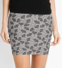Ginkgo Vector Black on Warm Grey Mini Skirt