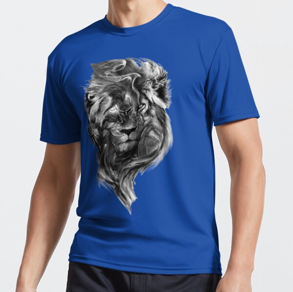 Men's Trendy Short Sleeve Animal Tiger Lion Print T-shirt, Active