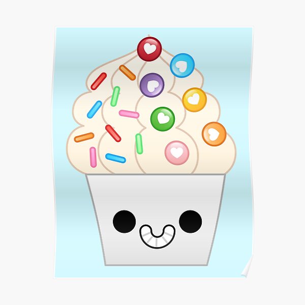 kawaii rainbow frozen yogurt Poster