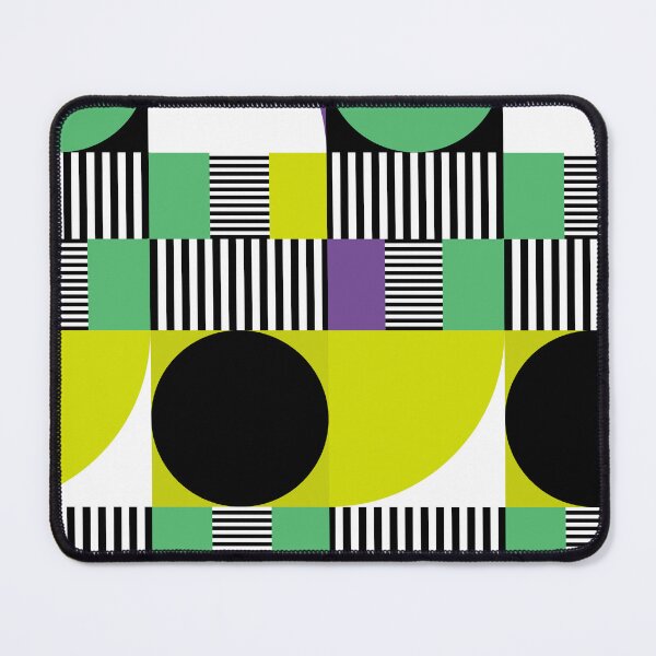 Item preview, Mid-Century Modern Circles, Squares and Stripes Purple, Mustard Yellow, Green, Black, White designed and sold by QuestingPixel.