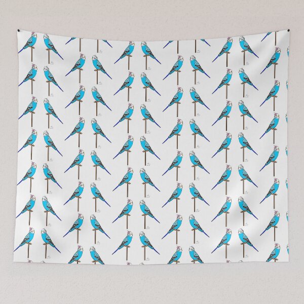 Item preview, Crazy Bird Person with Blue Budgies designed and sold by Laughing Parrot Studio.