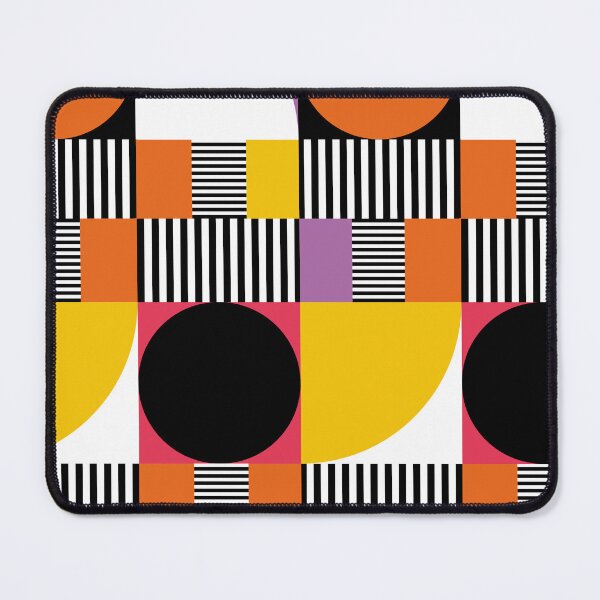 Item preview, Mid-Century Modern Circles, Squares and Stripes Orange, Pink, Mustard Yellow, Black, White designed and sold by QuestingPixel.