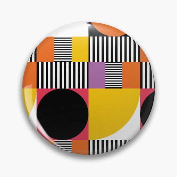 Item preview, Mid-Century Modern Circles, Squares and Stripes Orange, Pink, Mustard Yellow, Black, White designed and sold by QuestingPixel.
