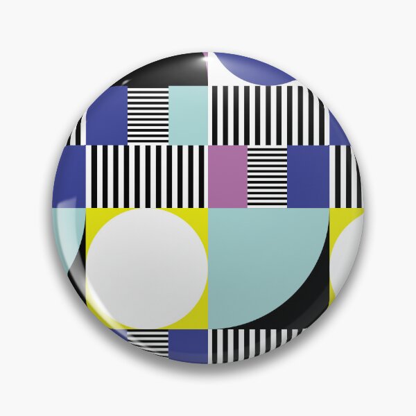 Item preview, Mid-Century Modern Circles, Squares and Stripes Blue, Pink, Yellow, Black, White designed and sold by QuestingPixel.