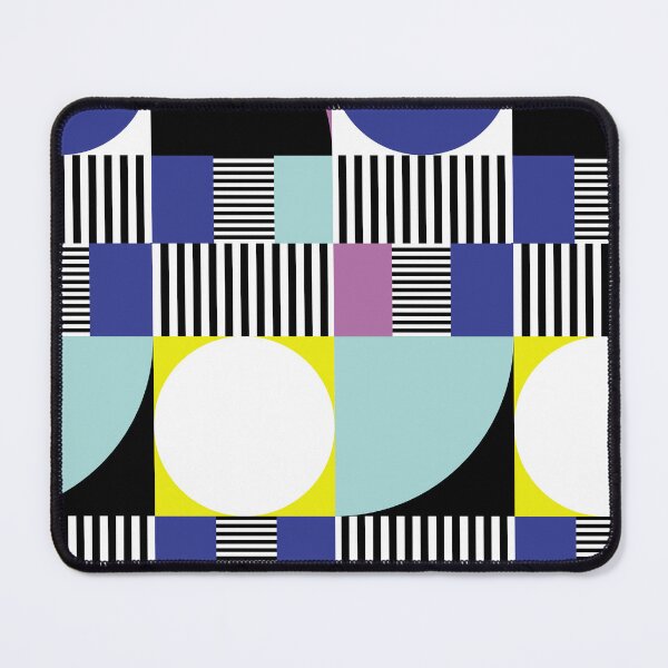 Item preview, Mid-Century Modern Circles, Squares and Stripes Blue, Pink, Yellow, Black, White designed and sold by QuestingPixel.