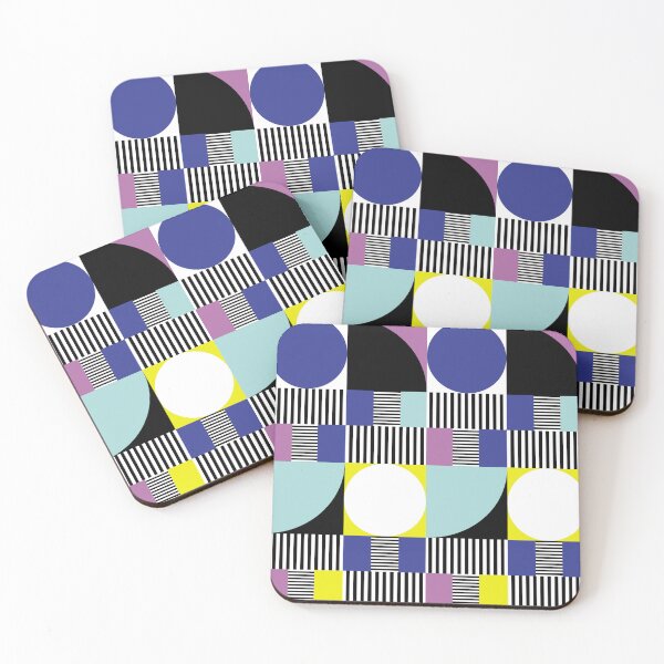 Item preview, Mid-Century Modern Circles, Squares and Stripes Blue, Pink, Yellow, Black, White designed and sold by QuestingPixel.