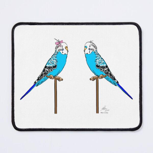 Item preview, Crazy Bird Lady with Blue Budgies designed and sold by Laughing Parrot Studio.