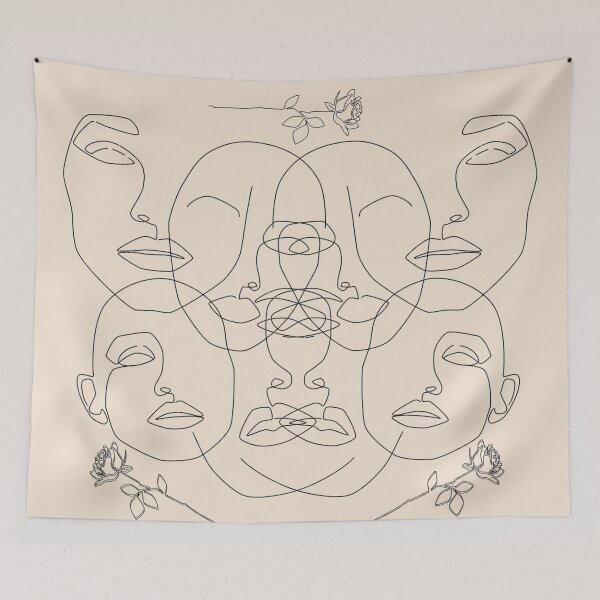 Item preview, Cute Abstract Single Lined Faces Drawing, Minimalist Abstract One Line Art designed and sold by adoredigitals.