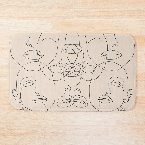 Aperçu de l'œuvre Dessin de visages lignés simples abstraits mignons, art abstrait minimaliste d'une ligne créée et vendue par adoredigitals.