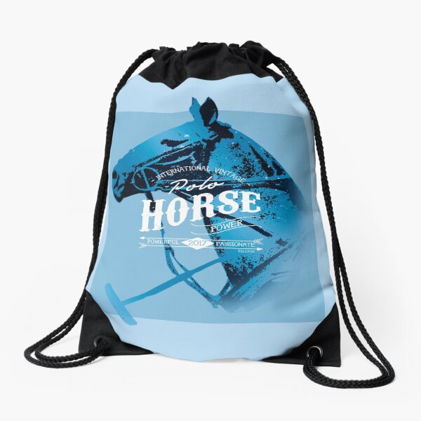 polo horse vintage blue Drawstring Bag