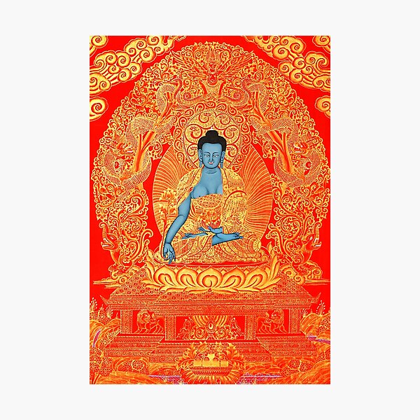 Item preview, Mandala 108 Blue Akshobhya Buddha on Gold Lotus designed and sold by GuyBlank.