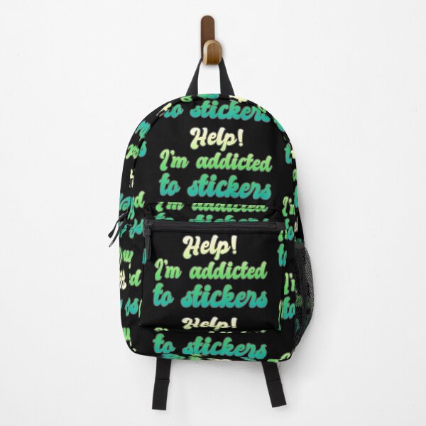 Item preview, Green Help! I'm Addicted To Stickers, Funny Slogan For Sticker Lovers designed and sold by TrulyEpoque.