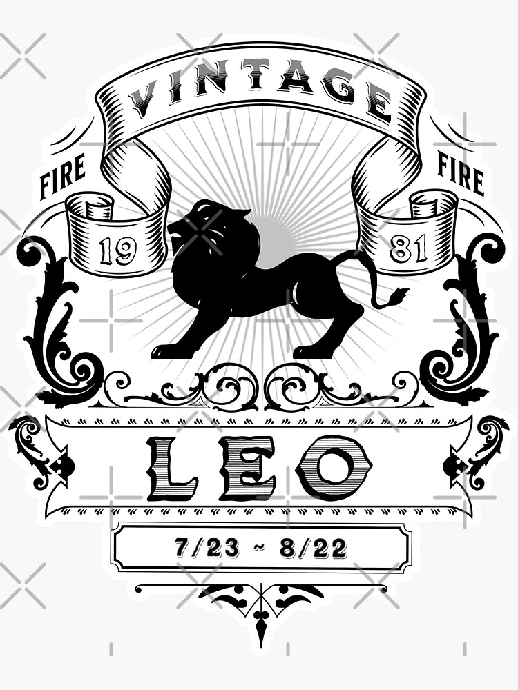 The Zodiac Sign of Leo Black and White 1981 Sticker