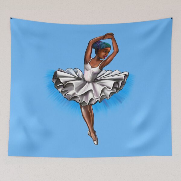 Item preview, African America ballerina with rainbow corn row hair style #001 - brown skin ballet designed and sold by Artonmytee.