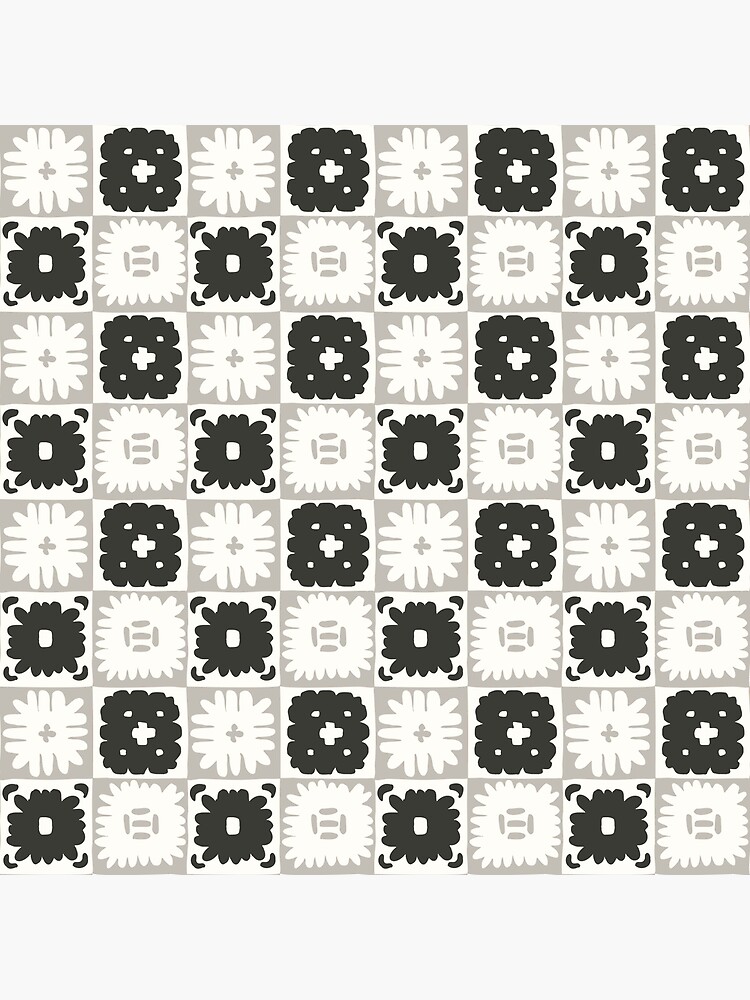 "Checkered Flowers in Black and White" Poster for Sale by beckybailey