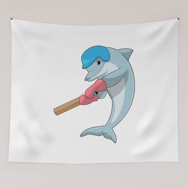Item preview, Dolphin at Cricket with Cricket bat designed and sold by Snabdesign84.