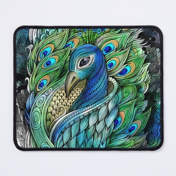 Green and blue peafowl Mouse Pad