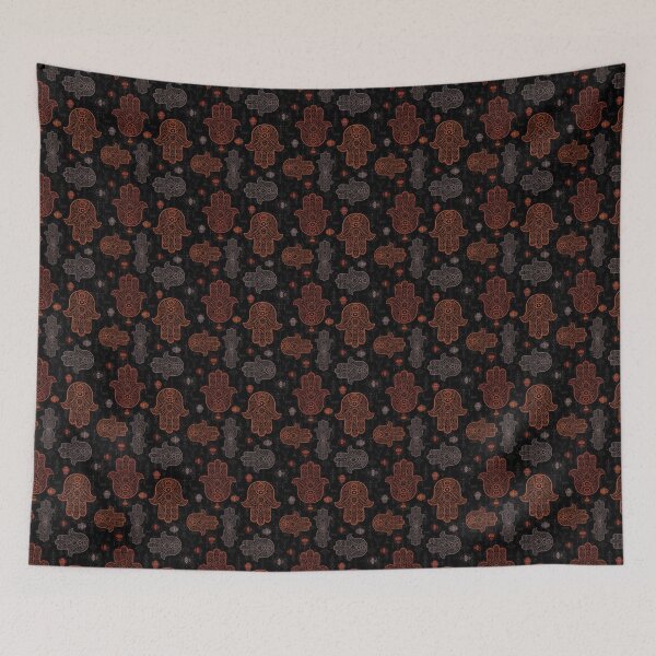 Item preview, Red and black ethnic berber hand of fatima symbol pattern designed and sold by ILOVECHIWAWA.