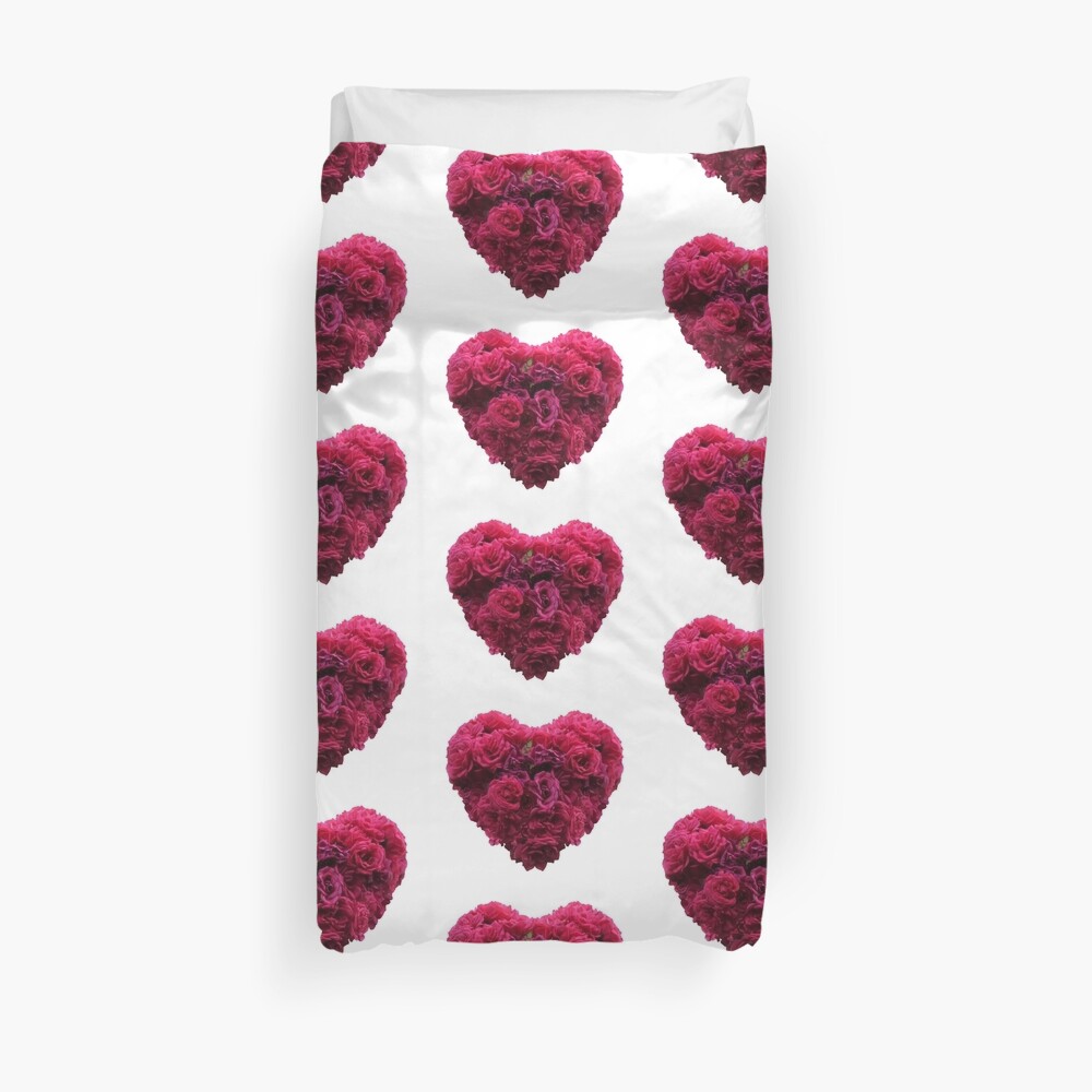 "Pink roses heart" Duvet Cover by ElaW Redbubble