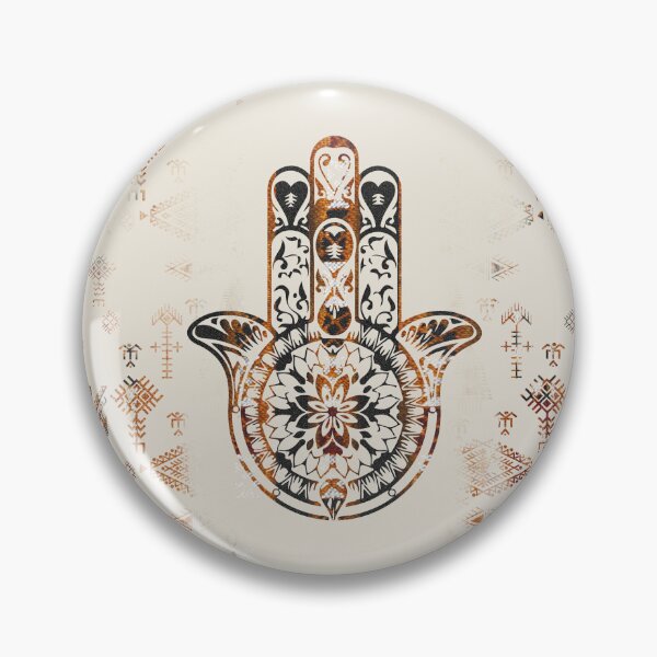 Item preview, Pattern symbol hand of fatima mosaic black and beige ethnic berber designed and sold by ILOVECHIWAWA.