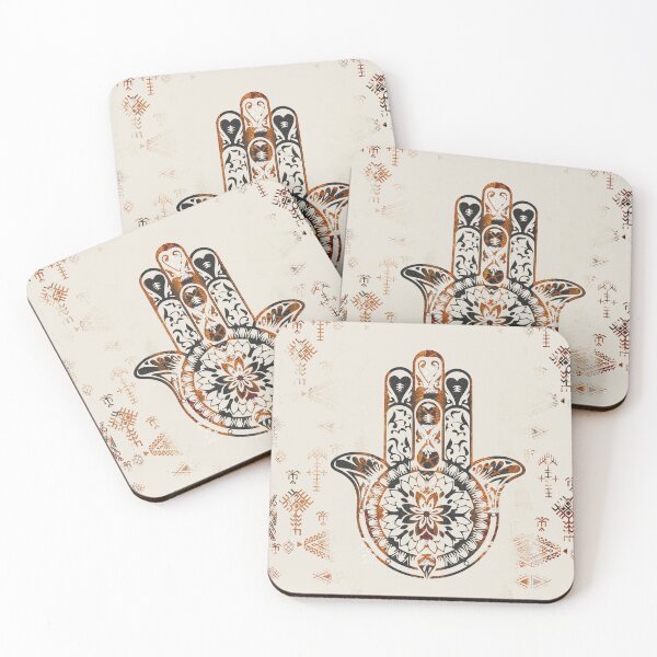 Item preview, Pattern symbol hand of fatima mosaic black and beige ethnic berber designed and sold by ILOVECHIWAWA.
