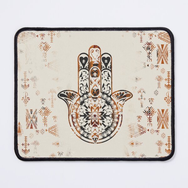 Item preview, Pattern symbol hand of fatima mosaic black and beige ethnic berber designed and sold by ILOVECHIWAWA.