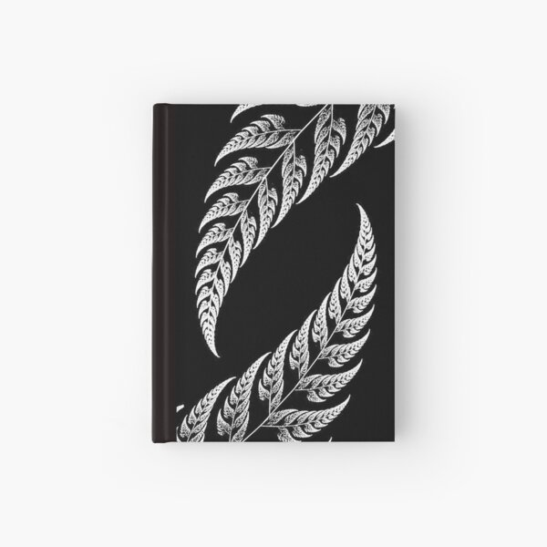 Silver fern on Black Hardcover Journal