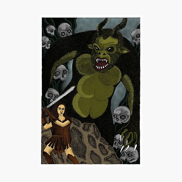 Vista previa del artículo con la obra «Lyla y el monstruo», diseñado y vendido por Barley18.