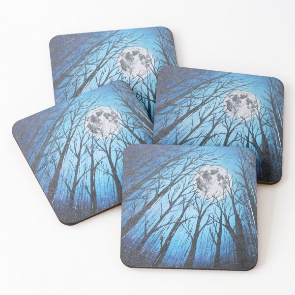 Item preview, Luna llena azul y árboles - Pintura abstracta original designed and sold by Chele Eva Armstrong.