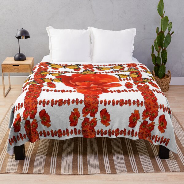 Item preview, RED POPPY FLOWERS PATTERN MONARCH BUTTERFLY ART designed and sold by sharlesart.