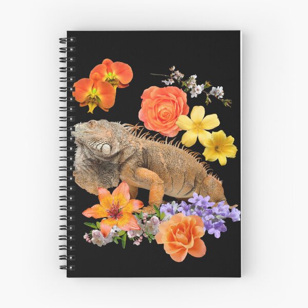 Item preview, Big Iguana With Lovely Orange Flowers Design designed and sold by EarthArtDesigns.