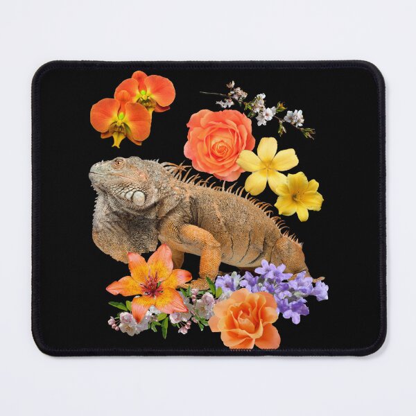 Item preview, Big Iguana With Lovely Orange Flowers Design designed and sold by EarthArtDesigns.