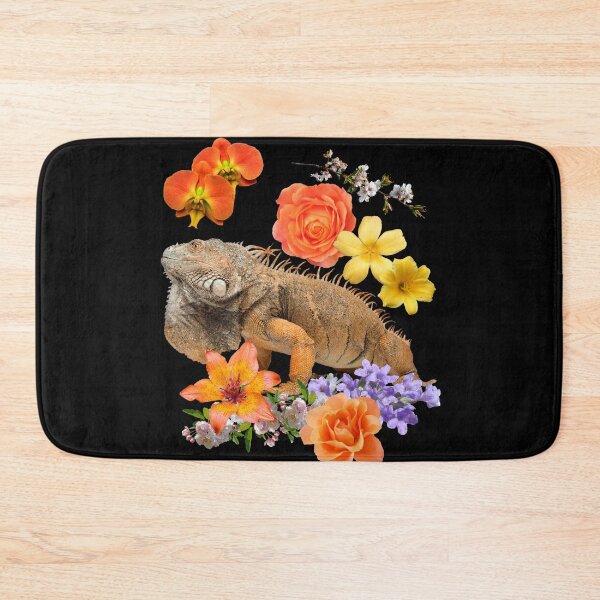Item preview, Big Iguana With Lovely Orange Flowers Design designed and sold by EarthArtDesigns.