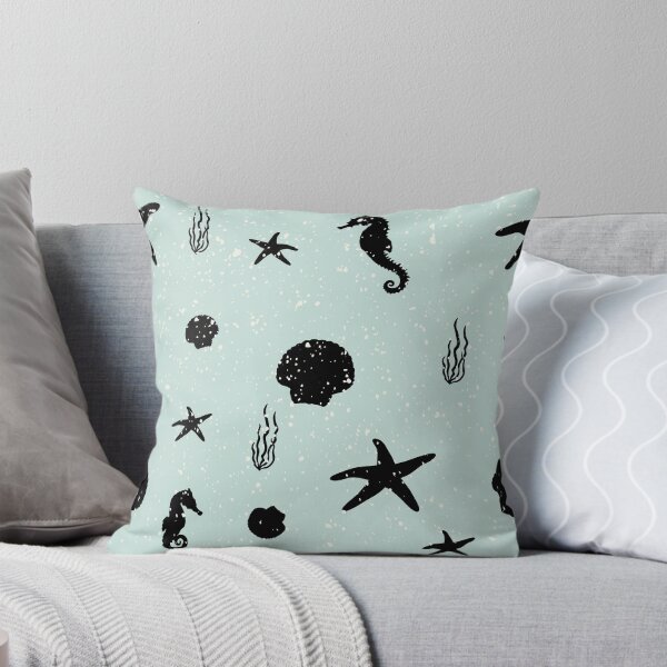 Item preview, Sea Life Silhouettes Pattern on Pastel Mint Green Background designed and sold by HiddenPuppets.