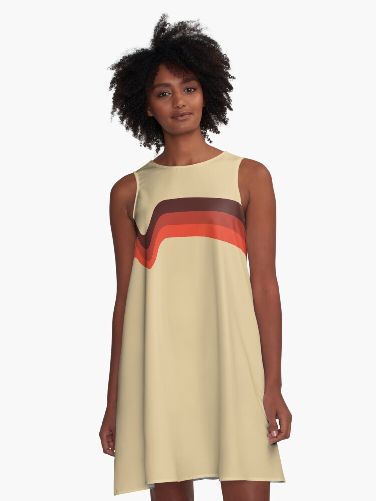 80s 80 s 70s 70 s Stripes Brown Orange Yellow A Line Dress for Sale by ShamusSleuth Redbubble