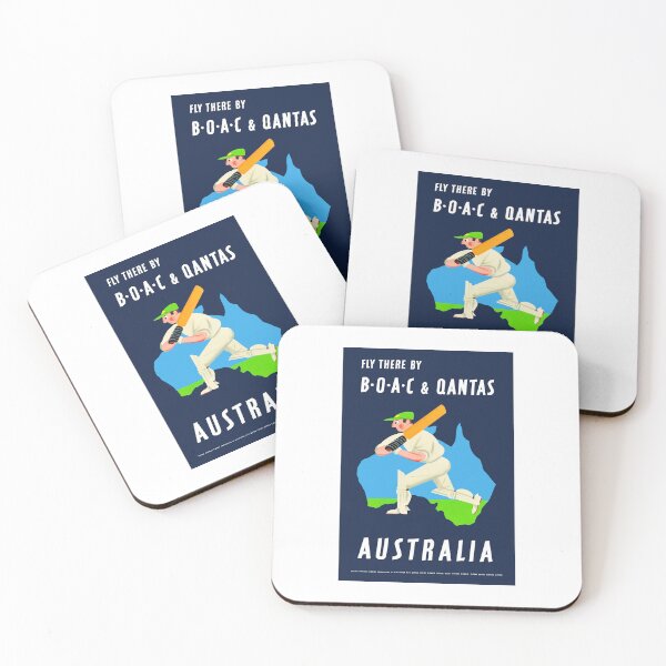 Item preview, 1953 AUSTRALIA Cricket Airline Travel Poster designed and sold by retrographics.