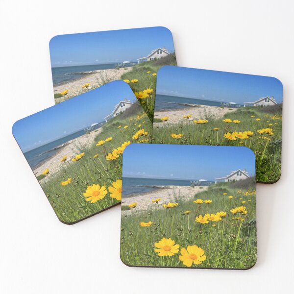 Item preview, Yellow Coreopsis Flowers on beach, Martha's Vineyard designed and sold by ExploreOutdoors.