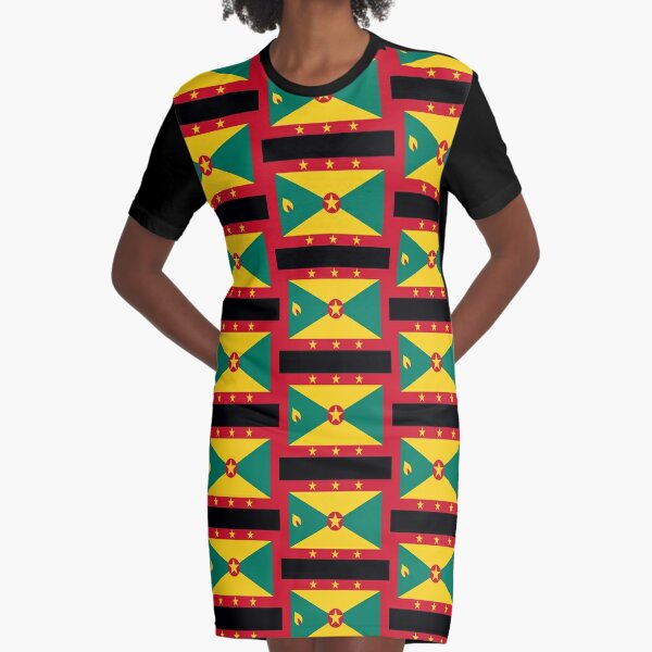 Carriacou African Kente Green and Red T Shirt Sport Grey / M