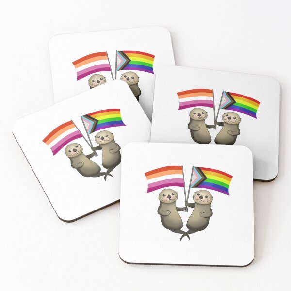 Item preview, Lesbian and LGBTQ Progress Flag with Otters designed and sold by Mindful Sketchpad.