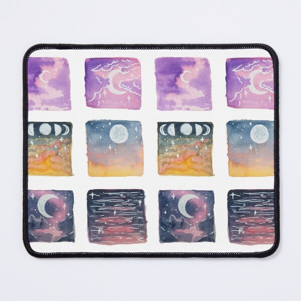 Item preview, Watercolour twilight Orange, pink, purple clouds moonlit sky moon fazes pattern sticker pack designed and sold by AJPaint.