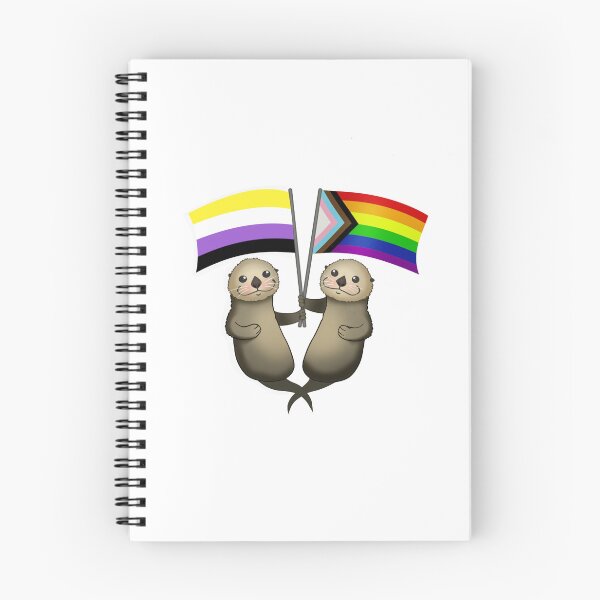 Artikelvorschau, Nicht-binäre und LGBTQ-Flagge mit Ottern entworfen und verkauft von Mindful Sketchpad.