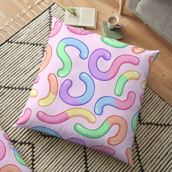 Gummy Worm Pattern Floor Pillow