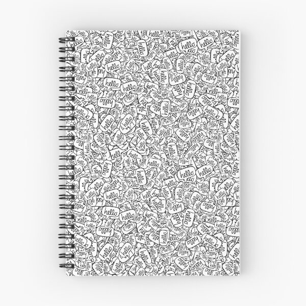 Item preview, Black and White Hello Text Motif Random Pattern designed and sold by DFLC Prints.