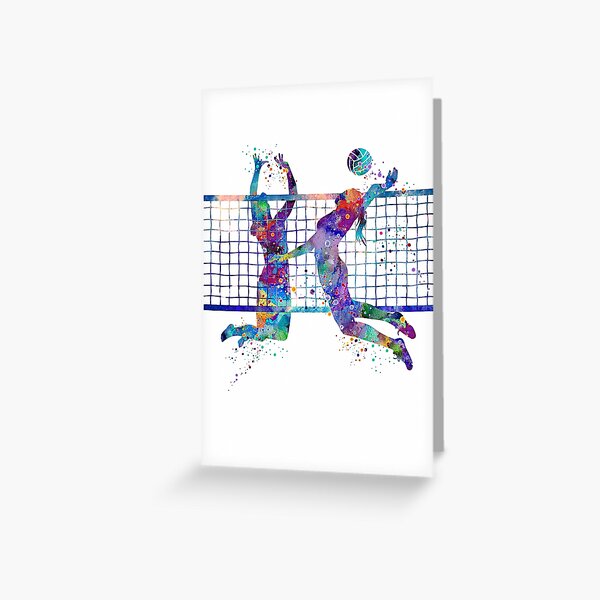 Item preview, Volleyball Girls Playing Colorful Watercolor designed and sold by LotusGifts.