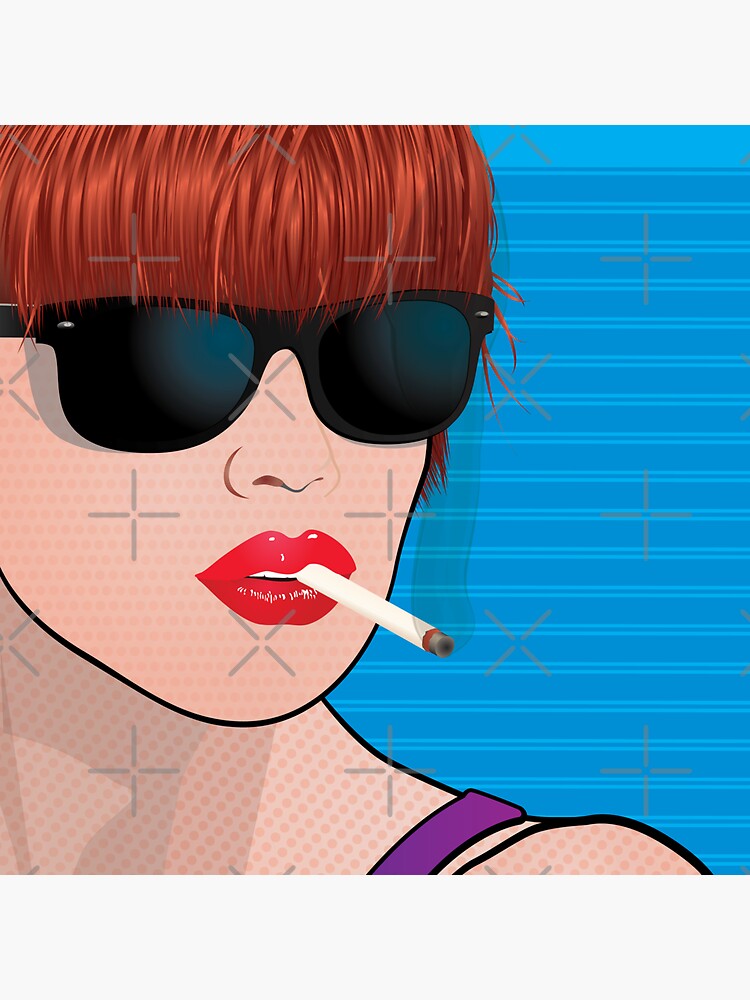 Pop Art Woman Cindy with Cigarette Sticker for Sale by Big Kahuna Frank