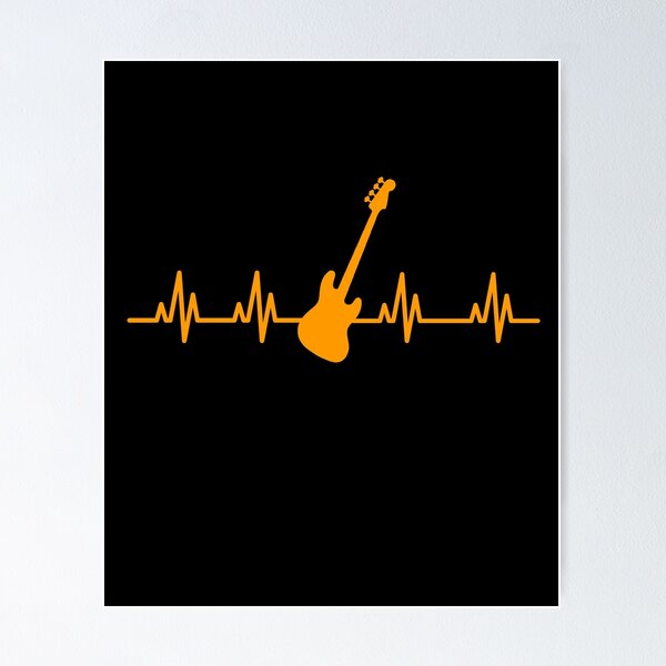 Item preview, EKG Heart Beat Bass Guitar in Orange designed and sold by PS100Art.