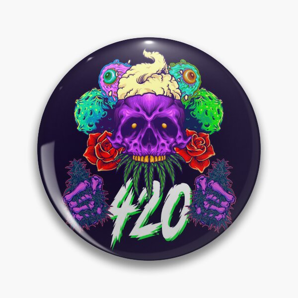 Item preview, Trippy Purple Galactic All Seeing Stoner Skull with Roses - 420 Design designed and sold by YomeHayin.
